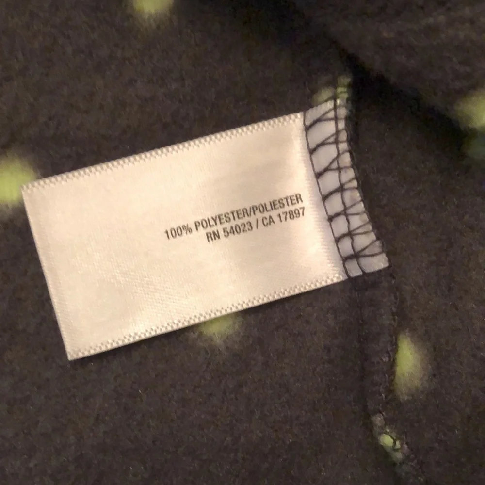 Old Navy Gray 1/4 Zip Mock Neck Pullover Fleece Jacket Green Yellow Dot Medium 8